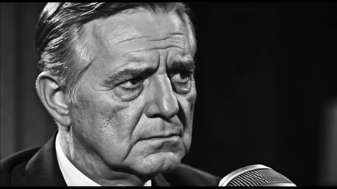 Historic Political Figure in a Black and White Setting