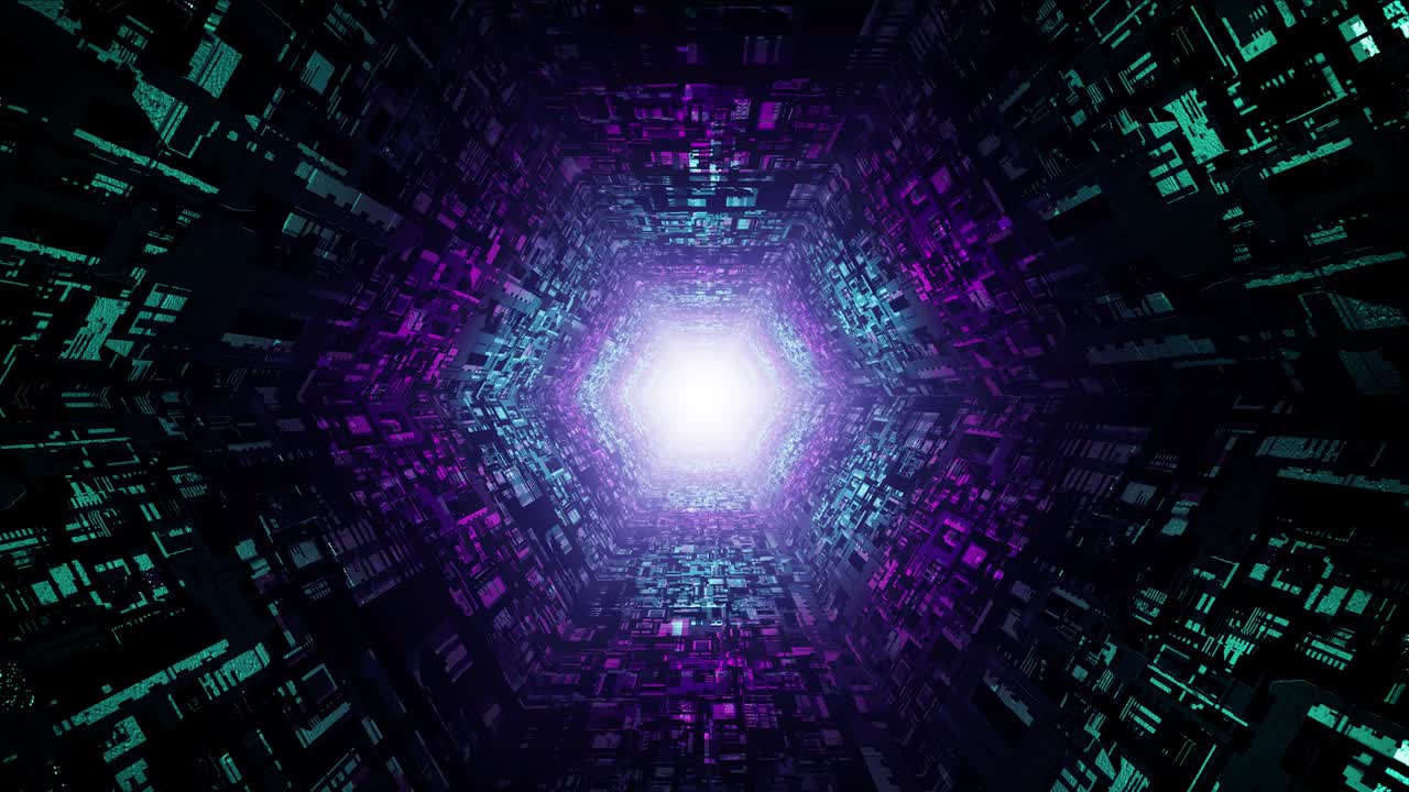 Neon Color Illuminated Sci Fi Tunnel