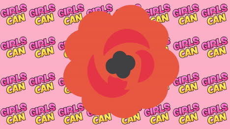 animación de la flor roja sobre varias chicas pueden texto