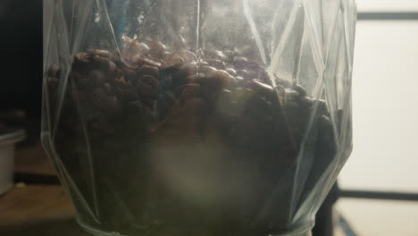 glass jar with coffee beans