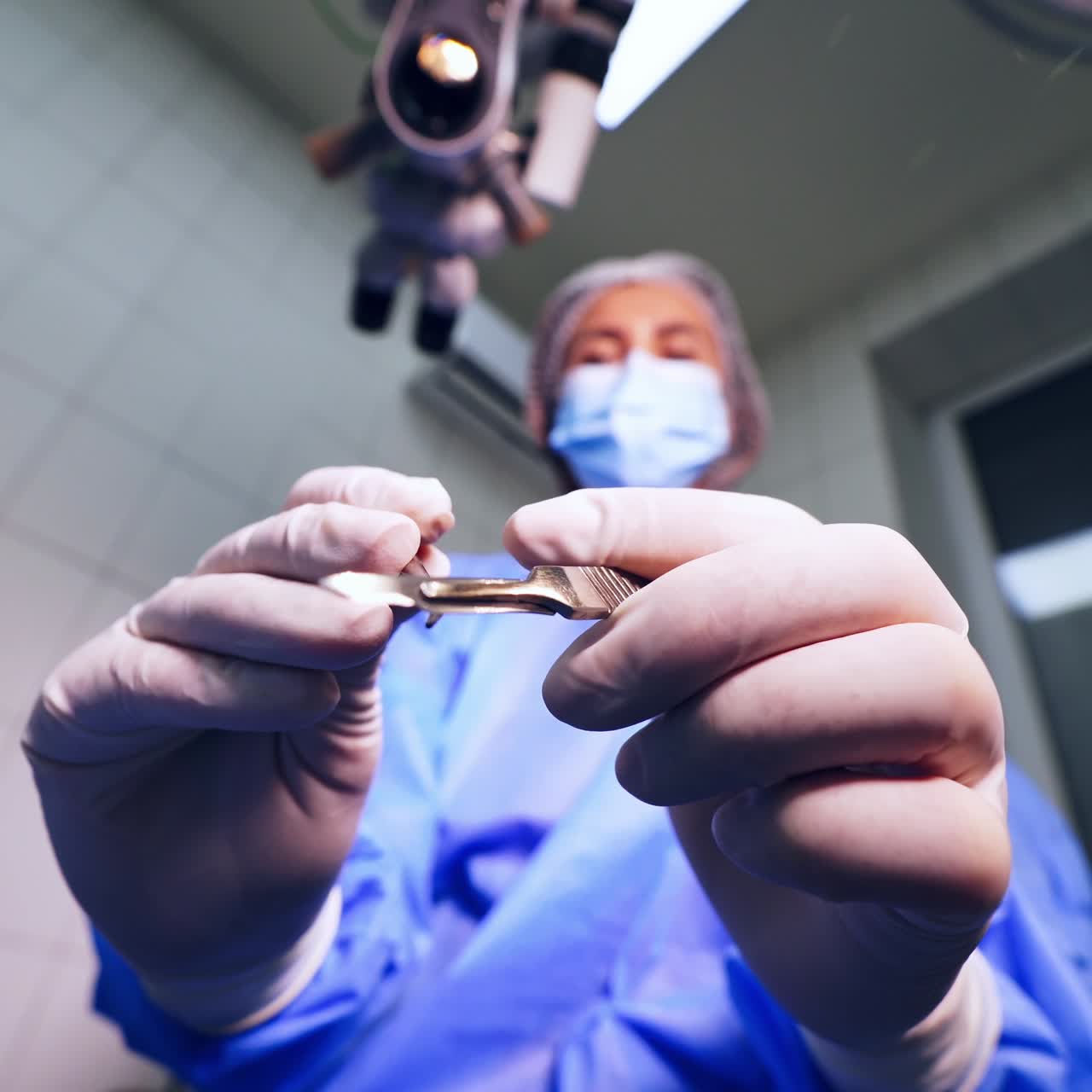 Close up detail of surgery of the eye