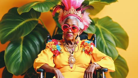 stylish senior woman in a wheelchair