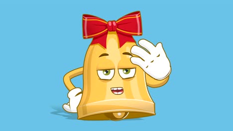 cartoon christmas bell facepalm upset grumble with face animation alpha matte