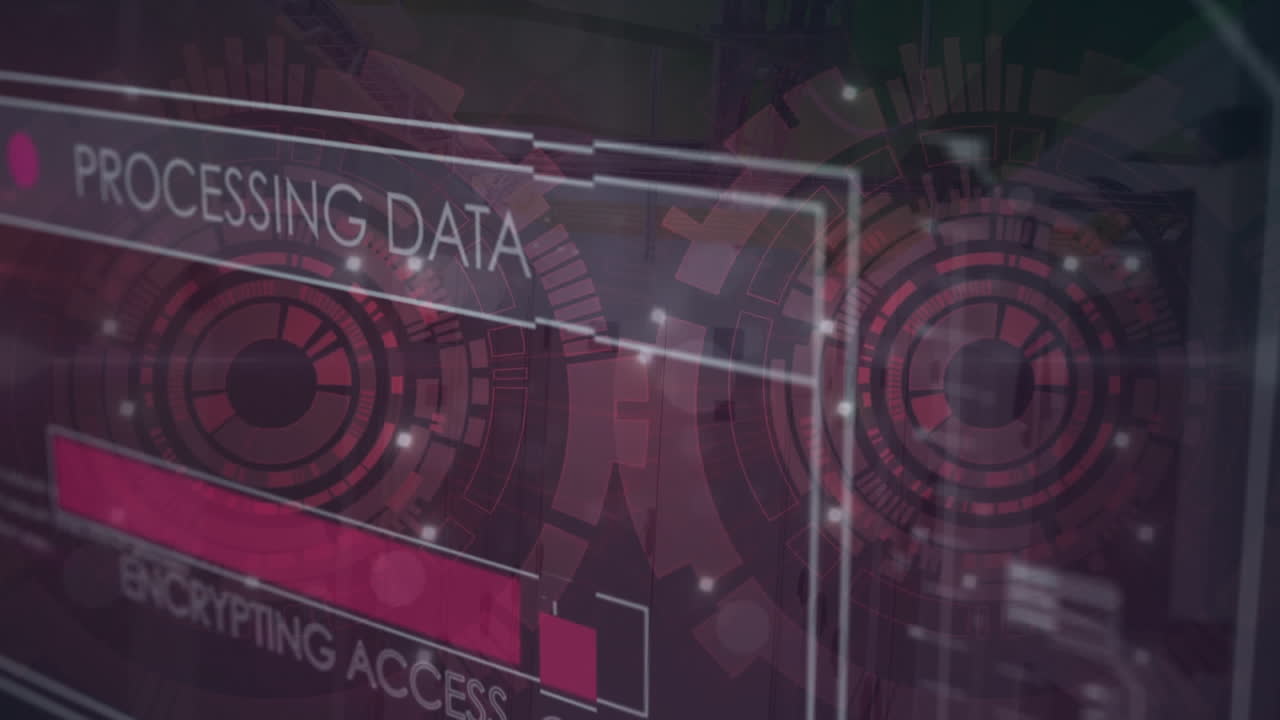 여러 텍스트의 애니메이션, 로딩 바와 서클 및 추상적인 배경에 대한 컴퓨터 언어