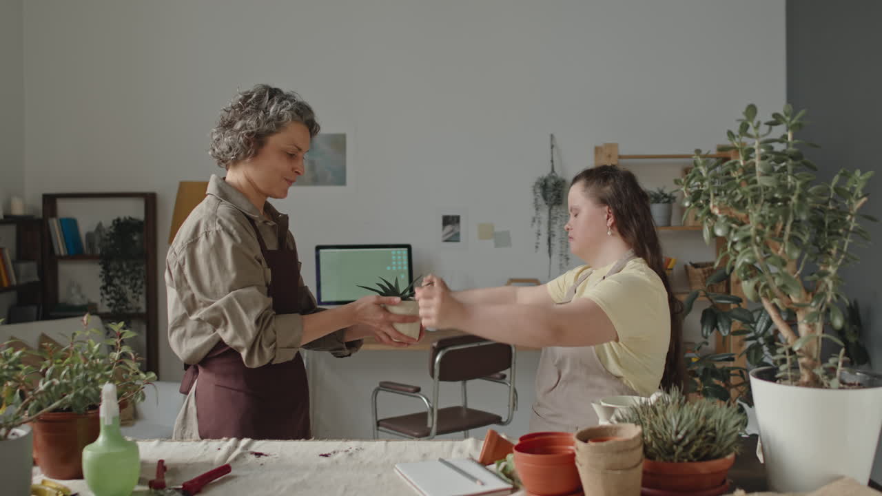People working in a flower shop