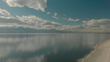 aerial shot of the salton sea and some of its nature and birds, in southern california