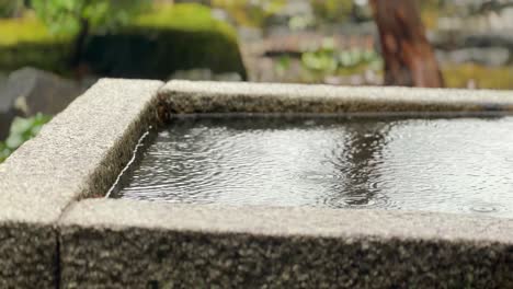 Regentropfen-Auf-Dem-Kleinen-Kieselsteinbecken-Im-Garten-Des-Nanzen-ji-Tempels,-Kyoyo,-Japan