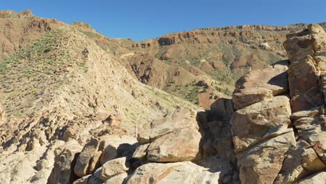 rock formation and mountains of tenerife island, pan left view