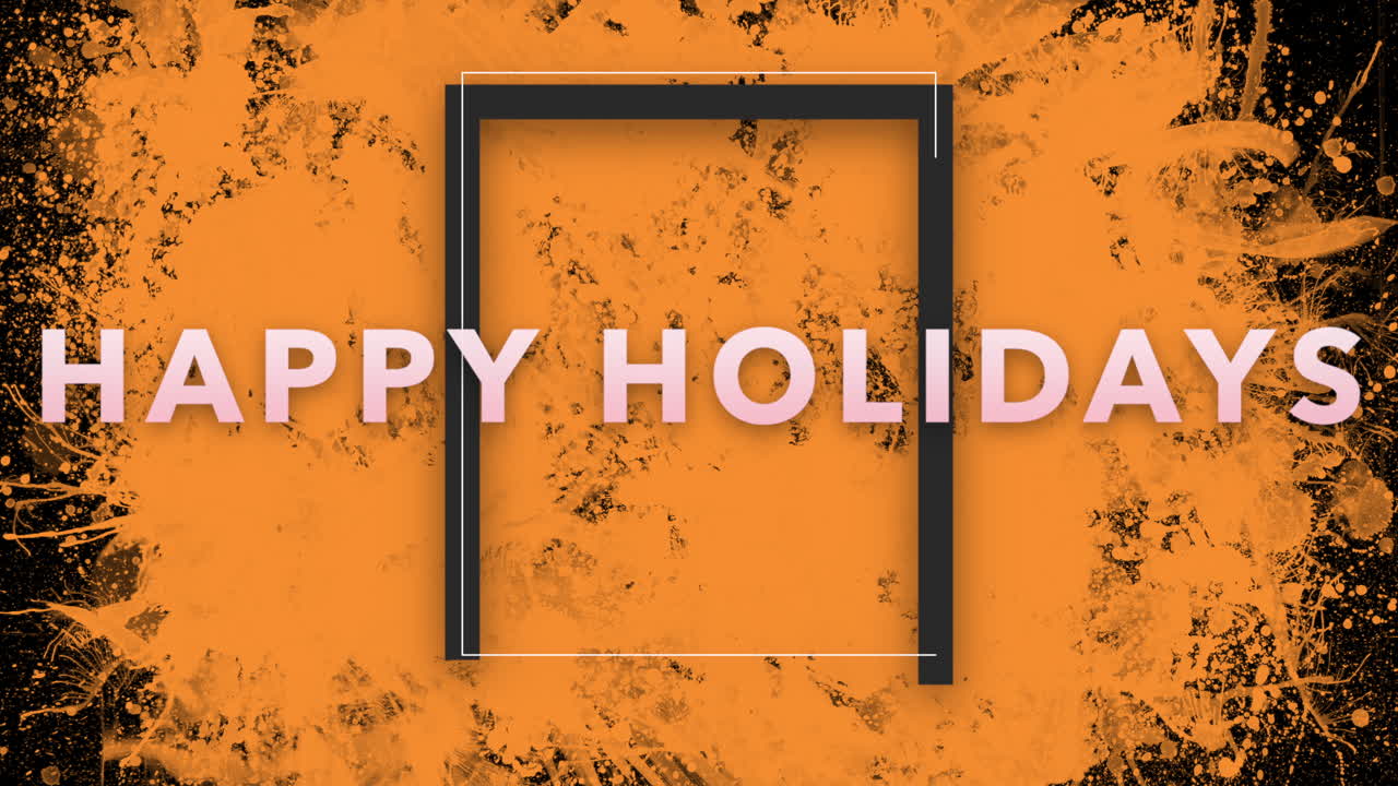 feliz fiesta feliz fiesta saludando con salpicaduras negras, naranjas y blancas