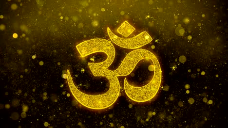 hindu om  icon golden glitter shine particles.