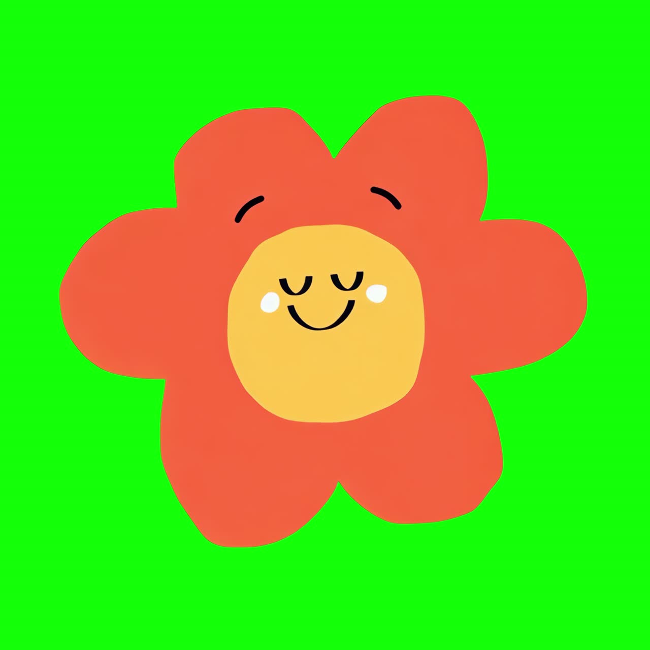 Cute orange flower animation, transparent 4K video, green screen
