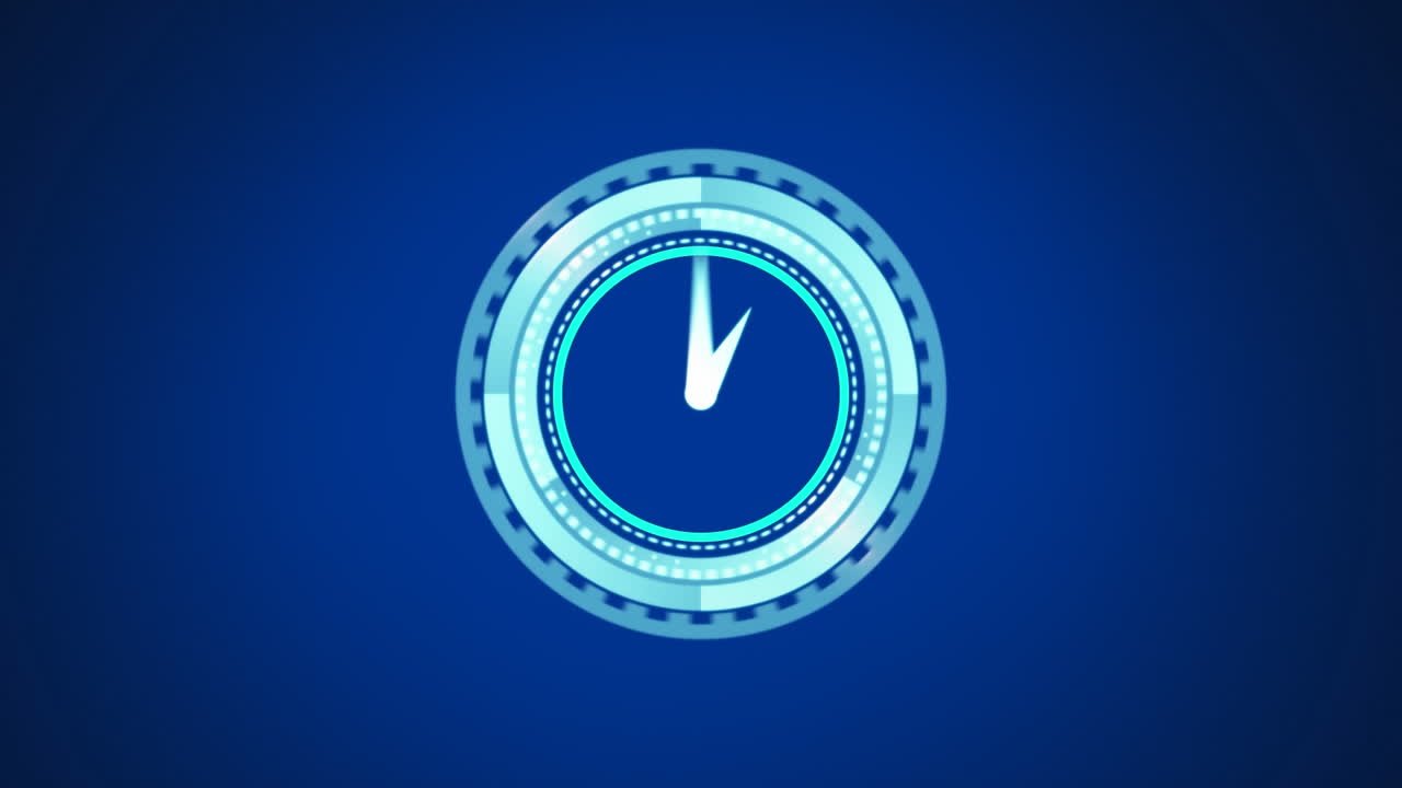 Digital clock ticking against blue background