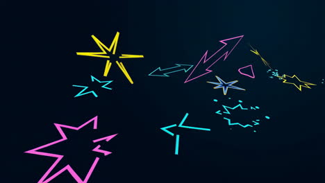 abstract neon stars and shapes on dark background