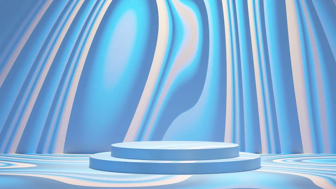 exhibición de productos para venta de comercio electrónico descuento con fondo líquido animación de renderización 3d desencadenante cielo azul claro psicodélico