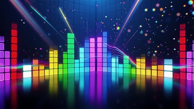 Futuristic Rainbow Neon Music Equalizer Visualizer Background