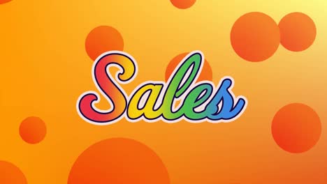animación del texto de ventas sobre puntos en fondo naranja