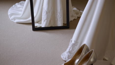 wedding dress and shoes