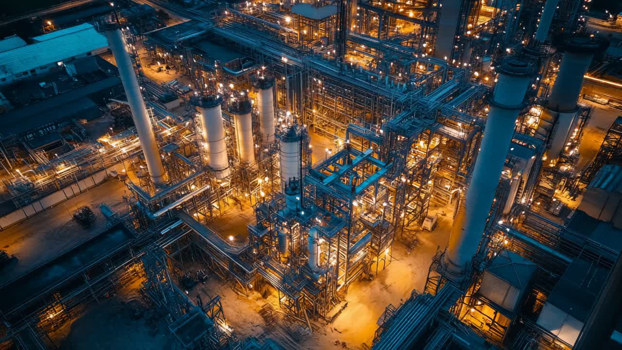 Oil Refinery at Night