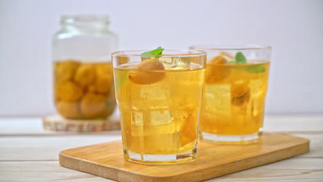 chinese plum juice with ice and mint