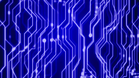 animation of neon integrated circuit on blue background