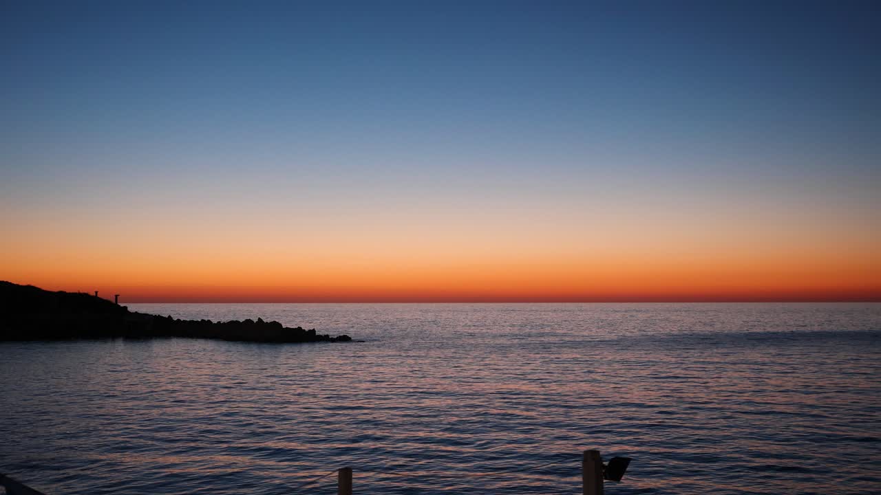 Static Shot of Mediterranean Sea Sunset Colors on Lebanon Coast