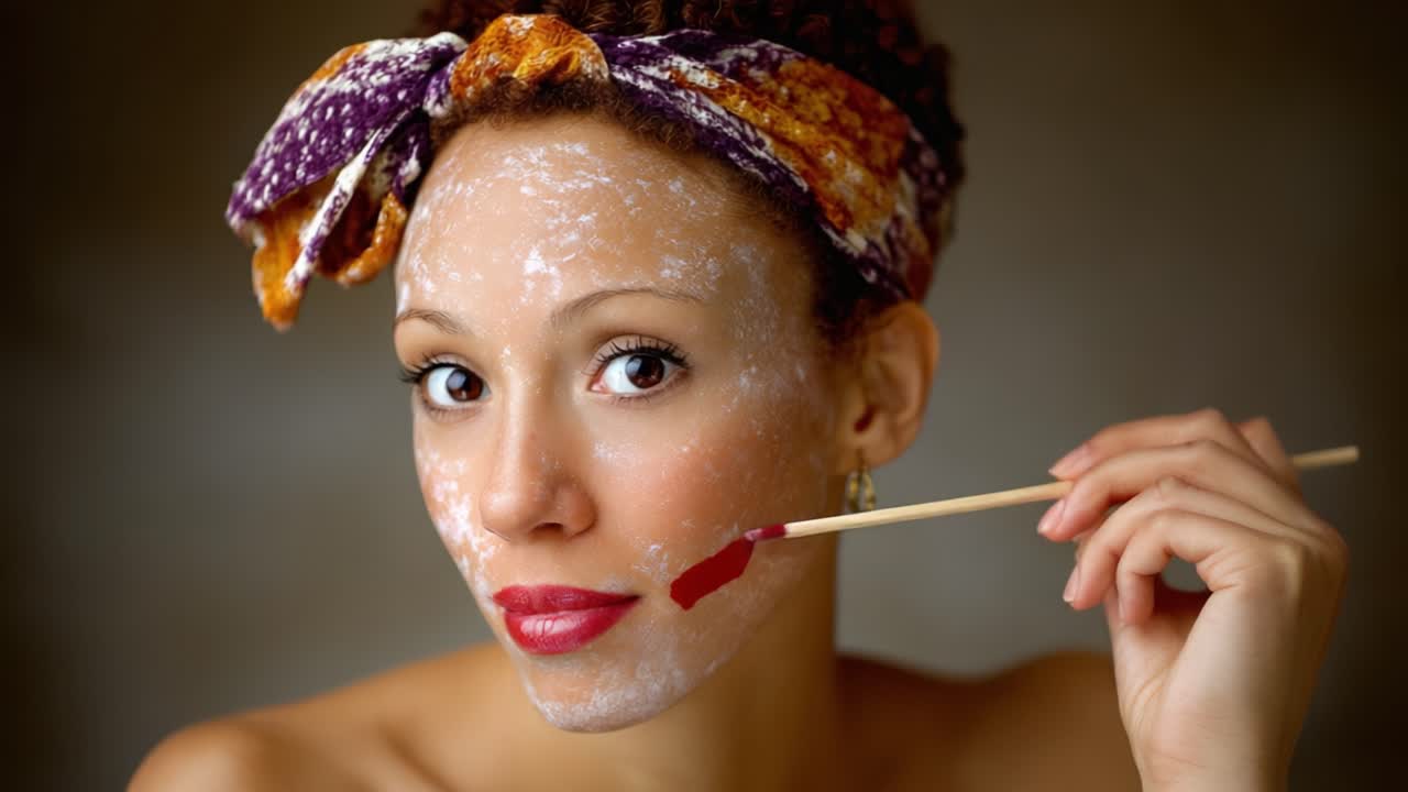 An Engaging Skincare Routine: Applying a Cleansing Mask with a Brush, Showcasing Self-Care and Beauty Techniques for Radiant Skin