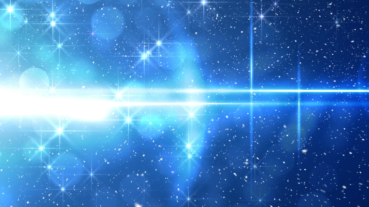 보케 빛의 크리스마스 원과 함께 눈이 내리고 있습니다.