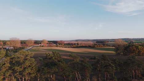 scenic countryside sunset in kivik, österlen sweden, skåne, field, road