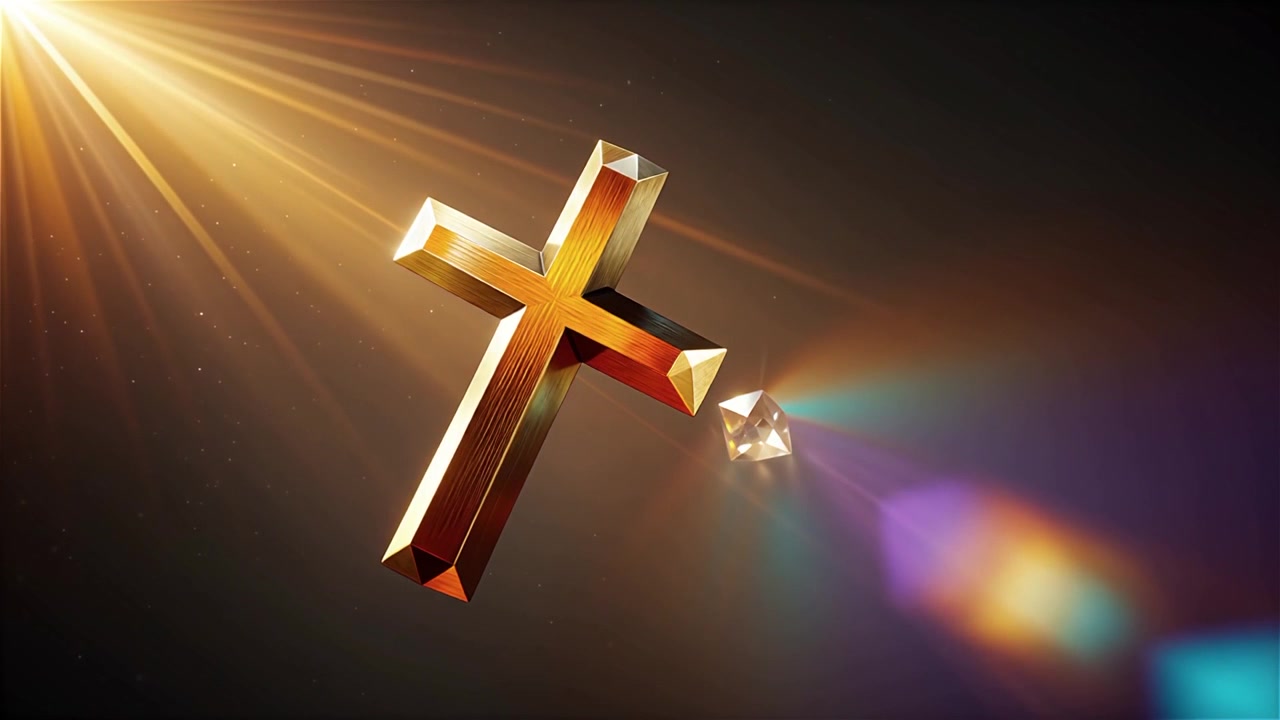 Christelijk Kruis Hemels Licht Aanbiddingsachtergrond.