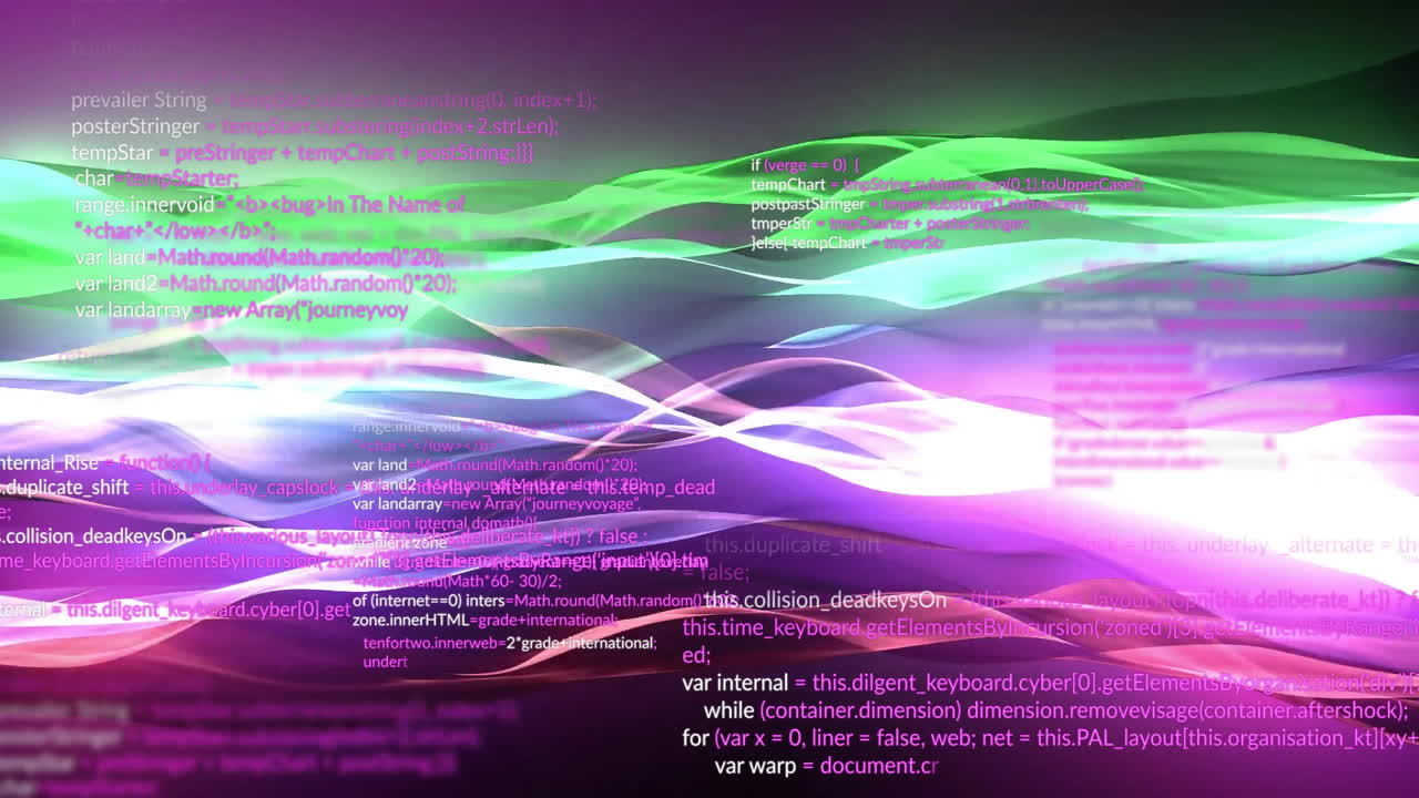 Animation of data processing over colourful trails