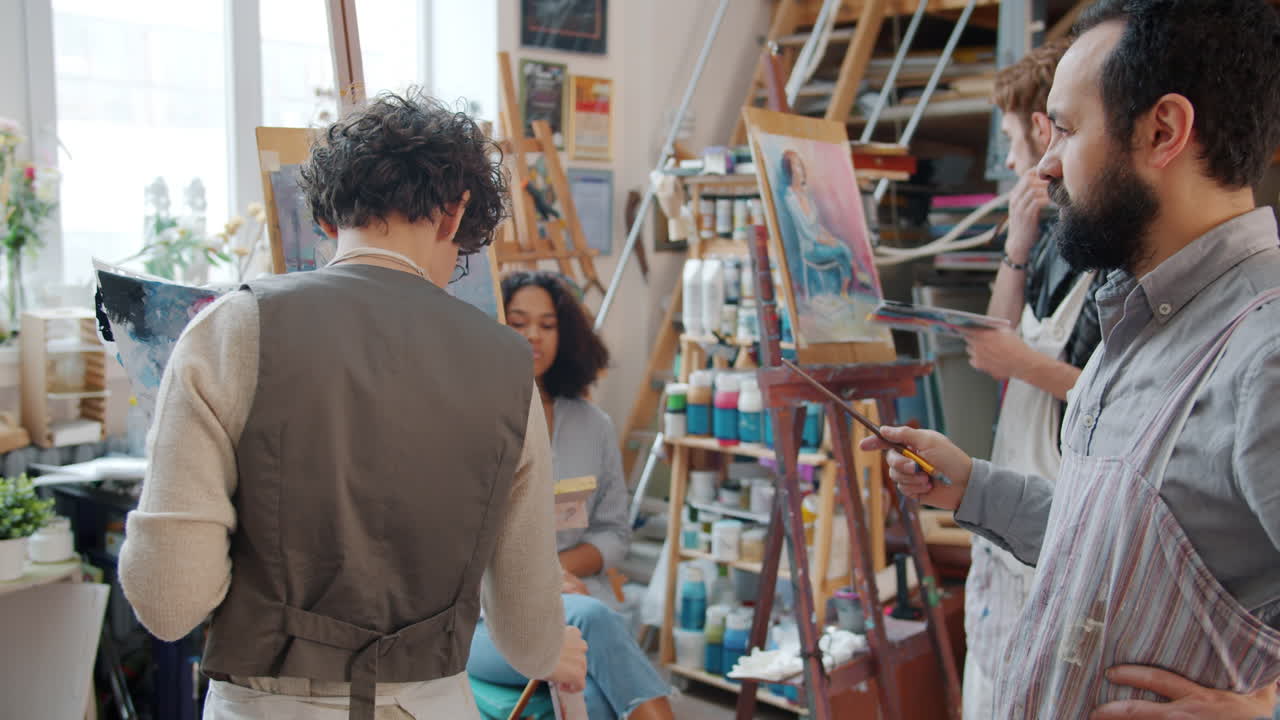 Art Students Learning Painting Techniques