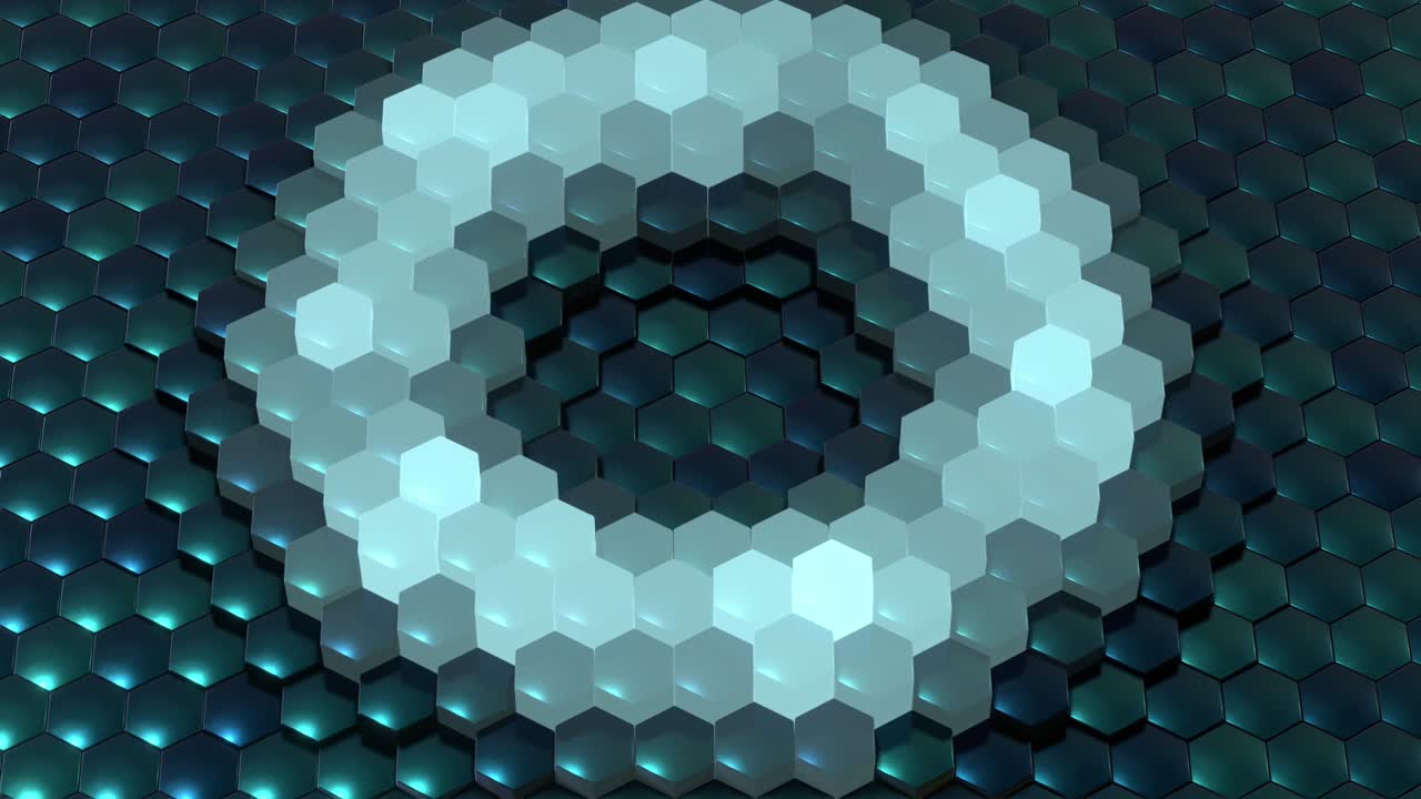 Dark cyan hexagons surface wave pattern honeycomb transfer energy