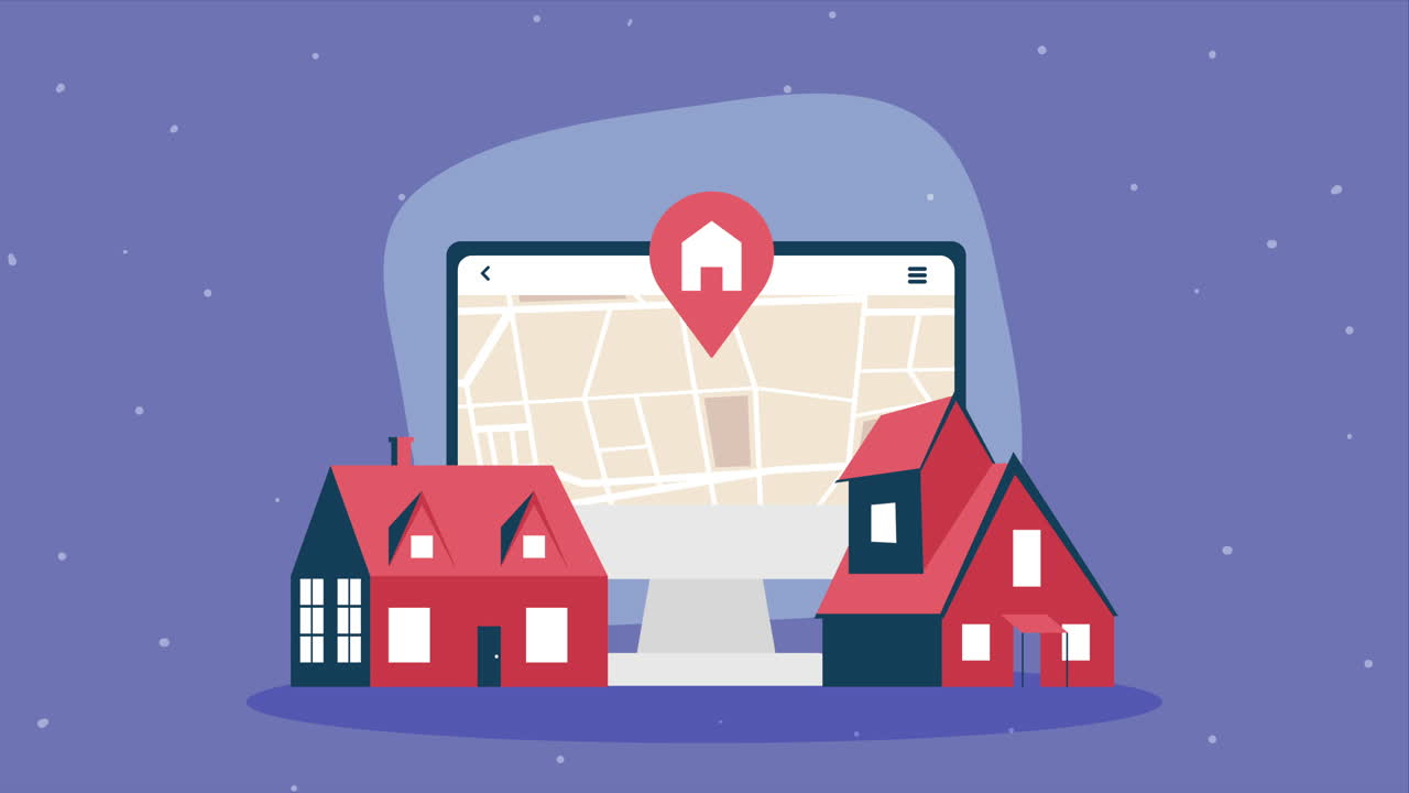 Online Real Estate Search with Map and House Icons
