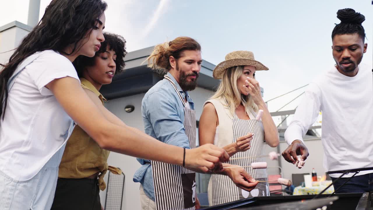 Friends having a barbecue party