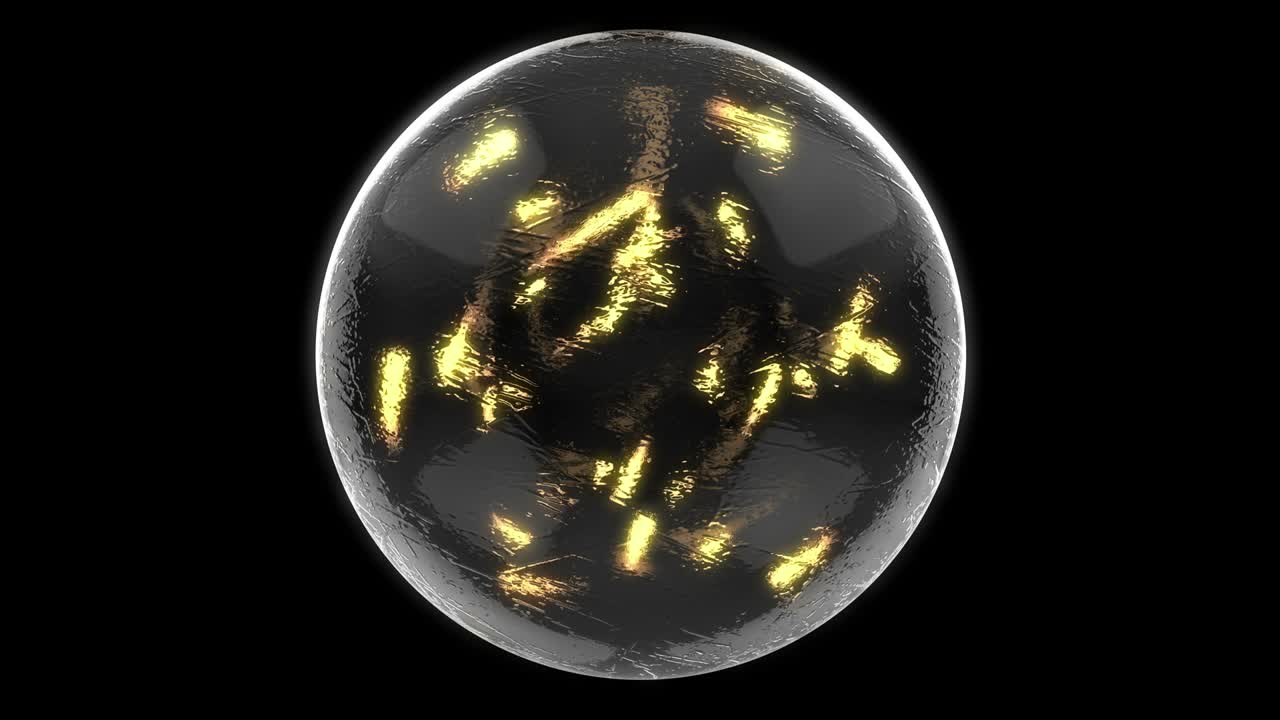 퓨처리스틱 스피어 글래스의 3d 애니메이션: 네온 불빛이 공 안으로 움직이고, 알파 채널과 함께 원활한 패턴.