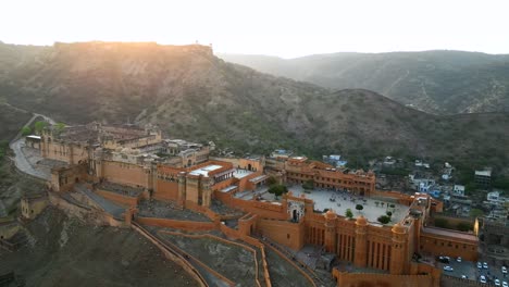 aerial view famous amber fort landmark in rajasthan state in india