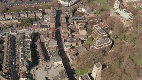 aerial shot over hackney central highstreet
