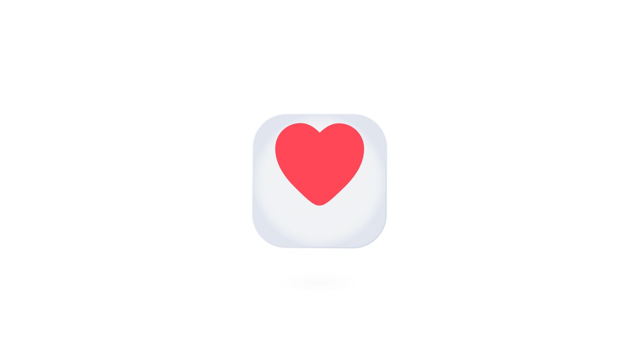 Animated Heart Icon Floating on White Background