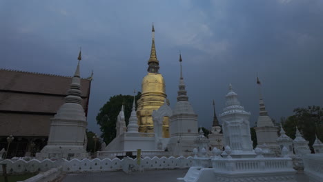 sri lankan-style golden chedi at wat suan dok; royal temple of the third class.