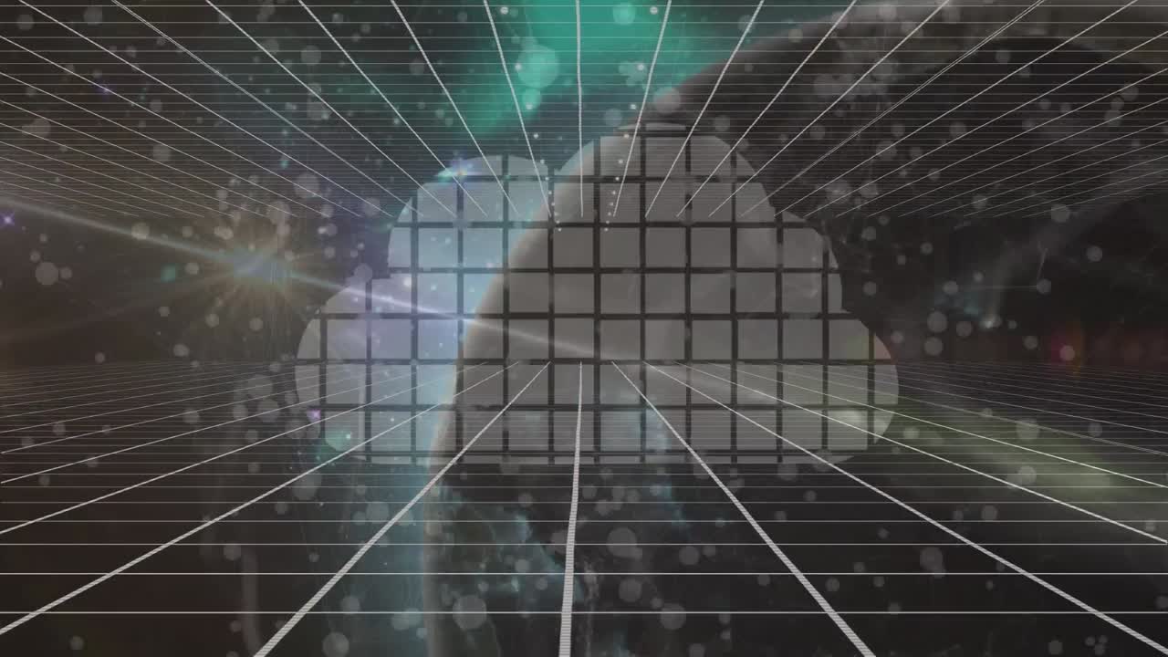 animación del globo giratorio y el icono de la nube sobre fondo negro