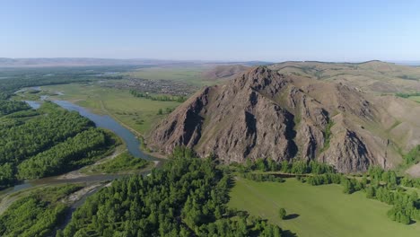 aerial view of mountain and river