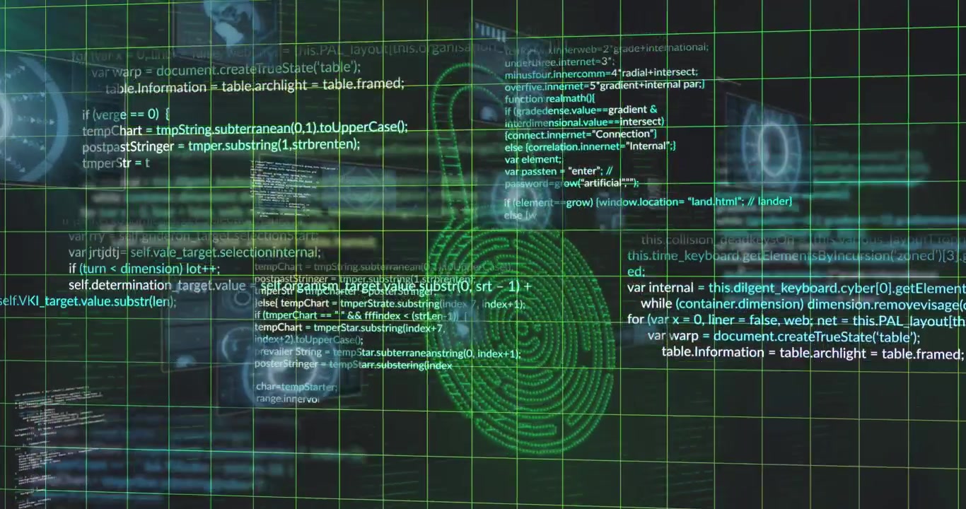 Digital Security Concept with Padlock Icon and Programming Code
