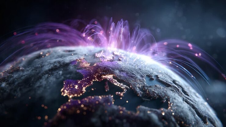 An Enchanting View of Earth Illuminated by Dynamic Energy, Showcasing the Vibrant Lights and Connections Across Europe in a Stunning Cosmic Display