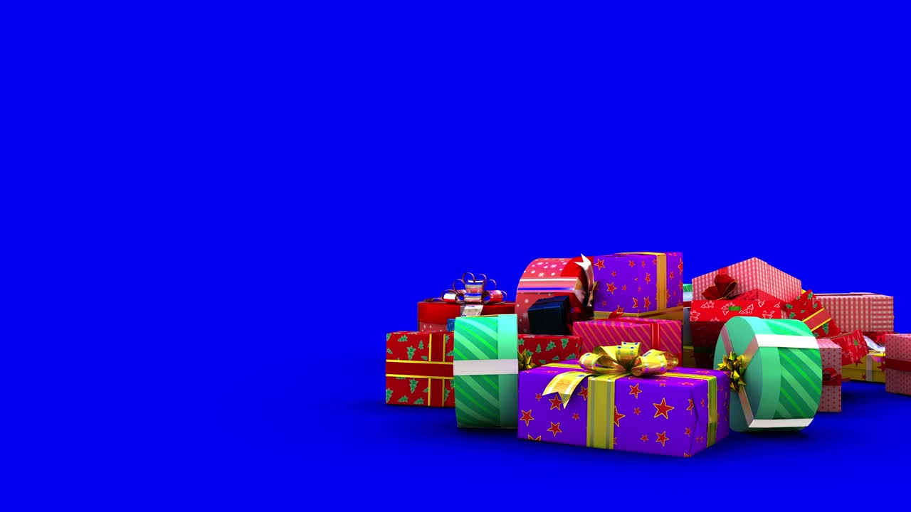 Falling sale gift boxes with matte mask and chroma key in 4K
