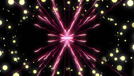animación de la explosión del rastro de luz y las luces de hadas de navidad parpadeando sobre un fondo negro.