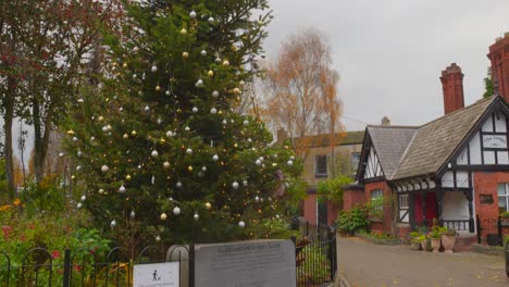 Tilt shot Blessington Street Basin entrance, Christmas time in Dublin, Ireland