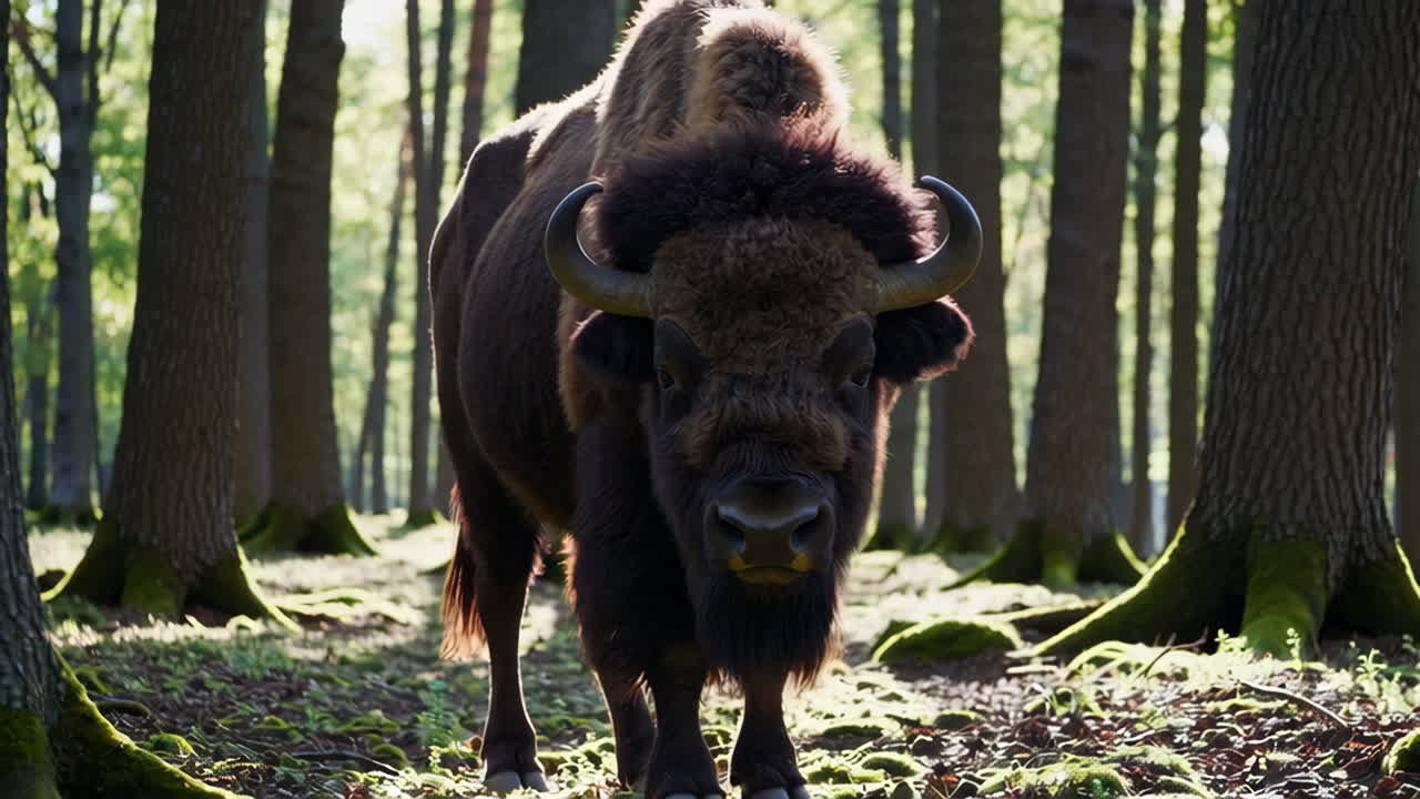 European Bison in a Forest
