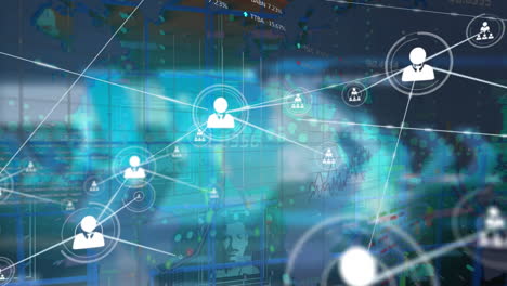 animation of network of connections over data processing