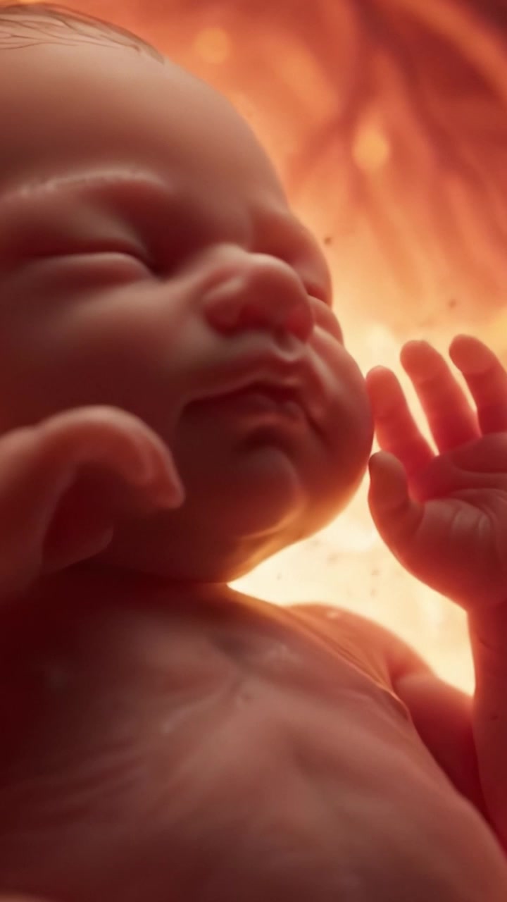 A Close-Up View of a Newborn Baby in the Womb, Capturing the Serenity and Innocence of Life Before Birth