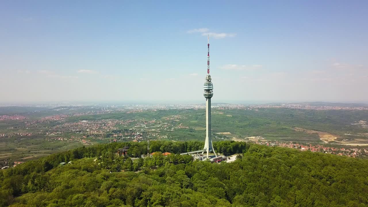 Aerial TV tower in Serbia avala